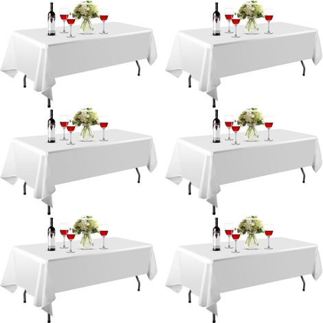 Tischdecke Rechteckig Weiß 152x260cm 6er-Pack Polyester, maschinenwaschbar