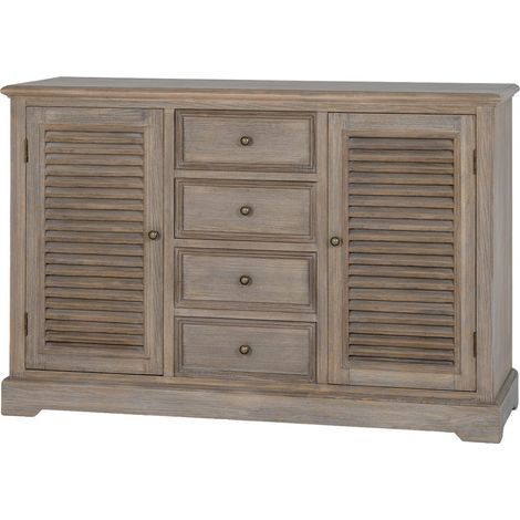 Delphine Collection 2 Door 4 Drawer Large Dresser Base - Wood - L41 x W122 x H80 cm - Brown
