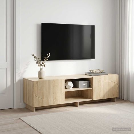 vidaXL TV Stand 140 x 34.5 x 40 cm Sonoma Oak Engineered Wood (1/5)