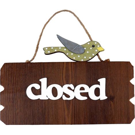 Panneau de porte de bienvenue créatif en bois double face, ouvert et fermé-24x17cm (1/2)
