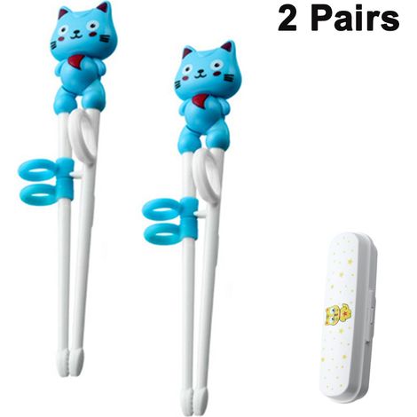 pares de palillos, anillo de sujeción, acero inoxidable, antideslizantes, para el aprendizaje de los niños. (1/5)
