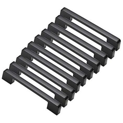 10 Stück schwarze Türgriffe aus Aluminiumlegierung, T-förmige Stangengriffe, für Küchenschränke, Lochabstand 160 mm (1/4)