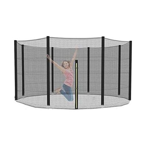 Ersatz-Sicherheitsnetz für Trampolin Ø 244, 305, 366, 427 cm, Gartennetz mit 6/8 Stangen, Außennetz, reißfestes Ersatzteil, schwarz CM (8FT) 6 Stangen (1/5)