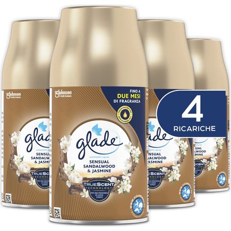Glade Automatic Spray Ricarica, Profumatore per Ambienti, Fragranza Sensual Sandalwood & Jasmine, Formato Scorta da 4 Ricariche da 269 ml (1/3)