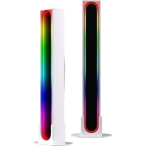 Barra Luminosa Gaming RGBIC Lampada 5x3x24CM Effetto Specchio Bianca DX2301BT
