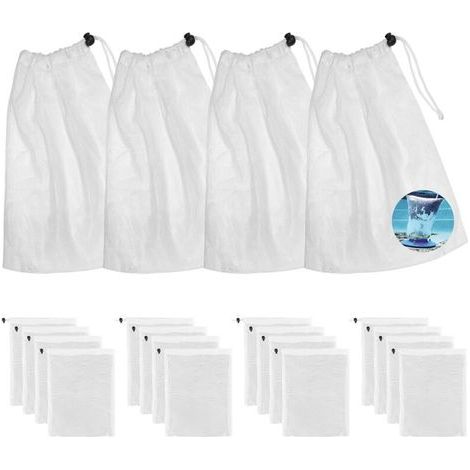 Lot de 20 sacs filtrants pour aspirateur de piscine - Filet de rechange - Avec cordon de serrage - Pour aspirateur de piscine - Pour récupérer les feuilles (1/5)
