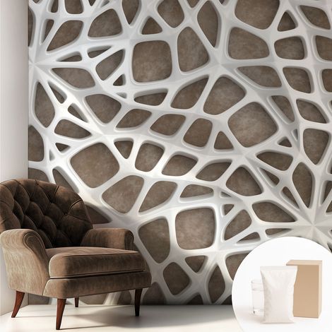 Papier peint intissé mural avec imprimé pour décoration pour salon pour chambre à coucher pour entrée Réseau en dentelle 250x250 cm (1/5)