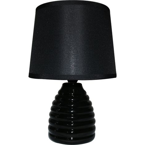 King Home SCHWARZE TISCHLAMPE Keramik runder Sockel 15x26,5h cm (1/4)