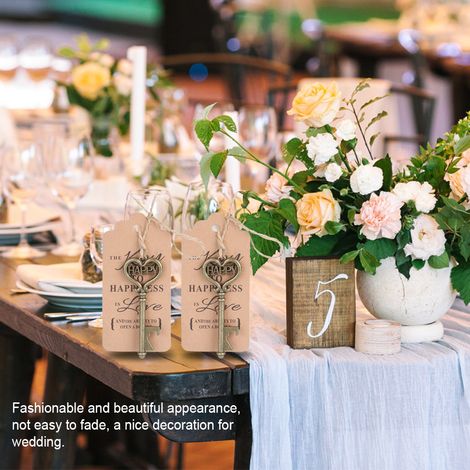 Lot de 10 ouvre-bouteilles en forme de clé vintage avec étiquette, parfaits comme cadeaux d'invités pour anniversaires, mariages et fêtes. (1/5)