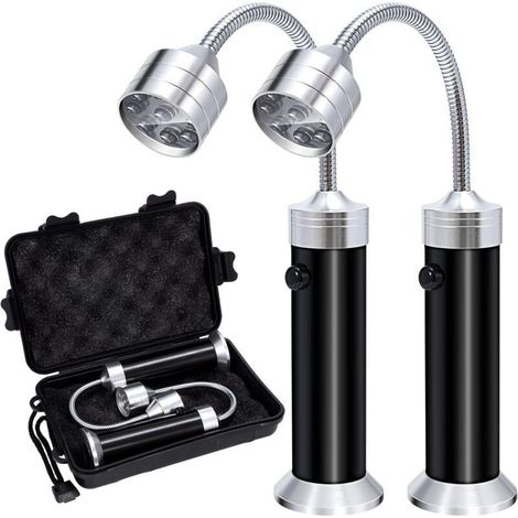 Lampe de barbecue, lot de 2 lampes LED avec base magnétique, accessoires de barbecue flexibles et rotatifs à 360°, éclairage portable pour camping, fête, extérieur, garage [Classe énergétique A+] (1/4)