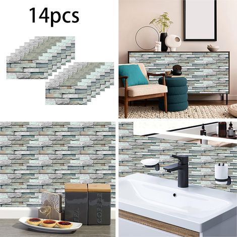 Édition Terroir 28x14cm - 14 Parements Adhésifs PVC Imitation Briquetage, Nettoyage Ultra-Rapide (Mur Cuisine/Salle d'Eau/Séjour) (1/5)