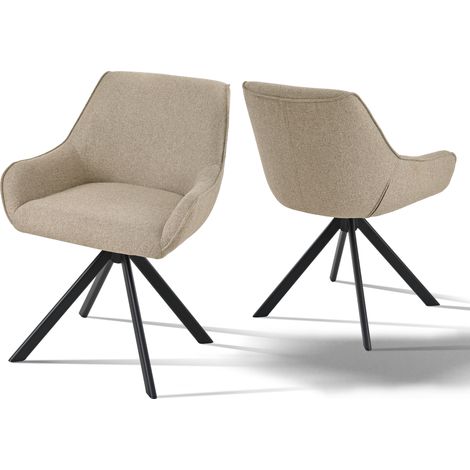 Goeurvant Poltrona girevole a 360° con schienale curvo e morbido cuscino, il connubio perfetto tra stile e comfort - Set di 2 - Grigio tortora - Tessuto testurizzato (1/5)