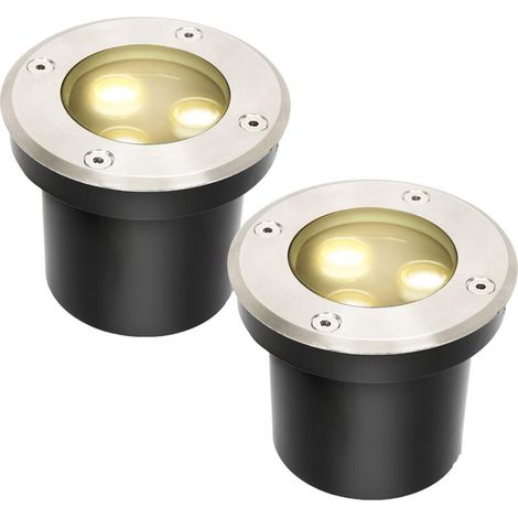 2-teiliger Bodenstrahler, 3W runde LED-Bodenleuchte, IP67 wasserdichte Außengartenbeleuchtung für Garten, Balkon und Weg (warmweiß) (1/5)
