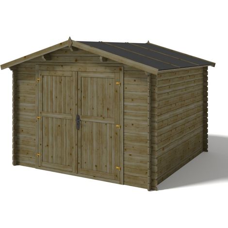 Casetta da giardino in legno - 9.00m2 - 3.00x3.00m - impregnata - 28mm - colore: verde - DOM458 (1/5)