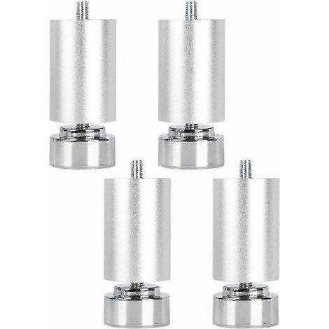 Pieds métalliques robustes réglables à filetage M10, compatibles avec les meubles, les lits, les tables et les armoires (ensemble argenté de 4 pièces, 18 cm). (1/5)