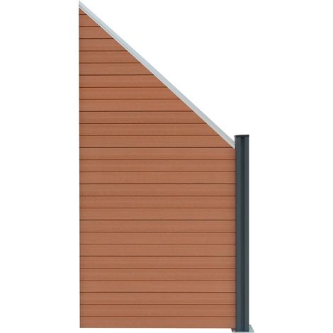 Pannello Recinzione Angolare Composito Marrone 180cm x 100cm con Palo Alluminio 105cm Recinzione PVC WPC Bifacciale a Doghe Effetto Legno da Giardino o Ingresso