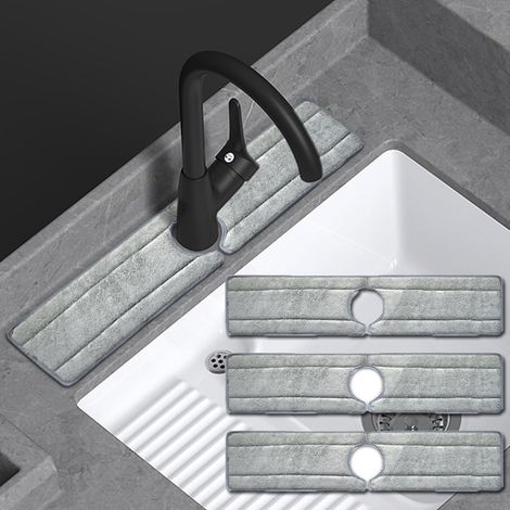 Alfombrilla absorbente para grifo - Protector contra salpicaduras para muebles de baño - Alfombrilla para lavabo - 60 x 14 cm - Paquete de 3