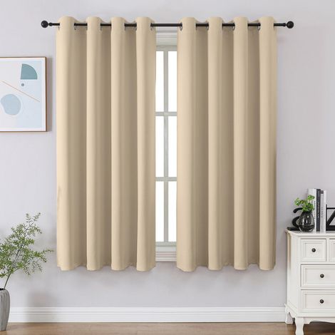 Lot de 2 Rideaux occultants à Isolation Thermique pour Chambre à Coucher et Cuisine et Salon, 114,3 cm de Long, Beige Clair (1/5)