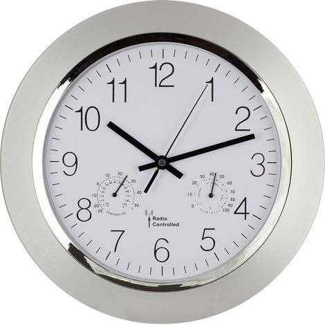 EUROTIME 56004 Funk Wanduhr 34 cm x 50 mm Silber (1/5)