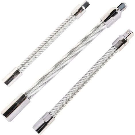 Set mit 3 flexiblen Edelstahlverlängerungen, silberfarben, 1/4", 3/8", 1/2". (1/4)