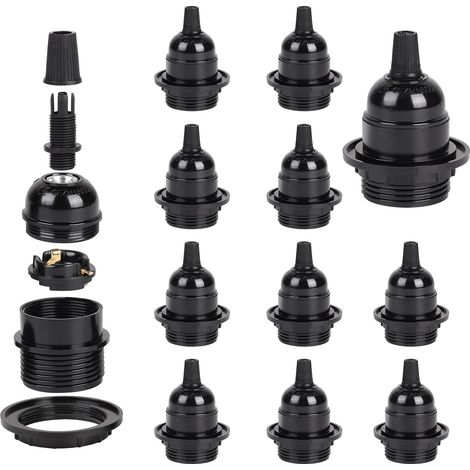 12 x Douille Ampoule E27 Noir à Visser 250V 4A en Bakélite (1/5)
