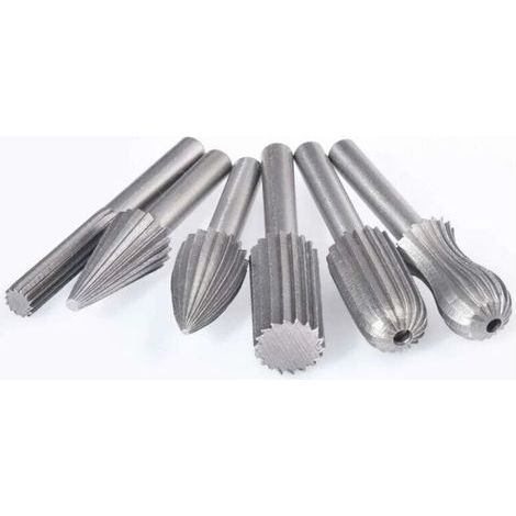 Lntyq Lot de 6 fraises rotatives en tungstène double coupe 6 mm Queue en tungstène Embouts de limage/gravure/meulage pour outils rotatifs (1/4)