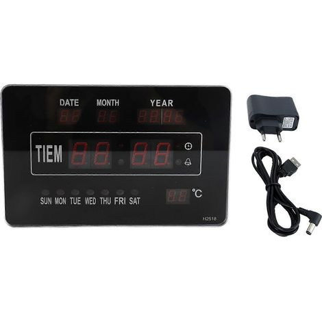 Horloge numérique multifonction avec calendrier électronique, affichage de l'heure et de la température (1/5)
