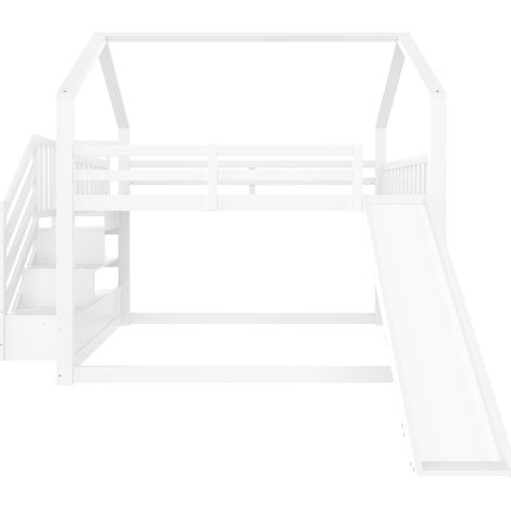 Letto a soppalco per bambini con scivolo e scala contenitore 140 x 200 cm bianco HOMVRA (1/5)