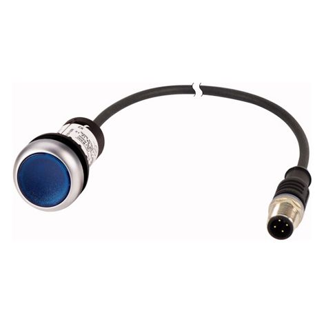 Bouton-poussoir lumineux à accrochage bleu 24 V 1 contact à fermeture NO avec câble 0 5m et con EATON C22-DRL-B-K10-24-P3