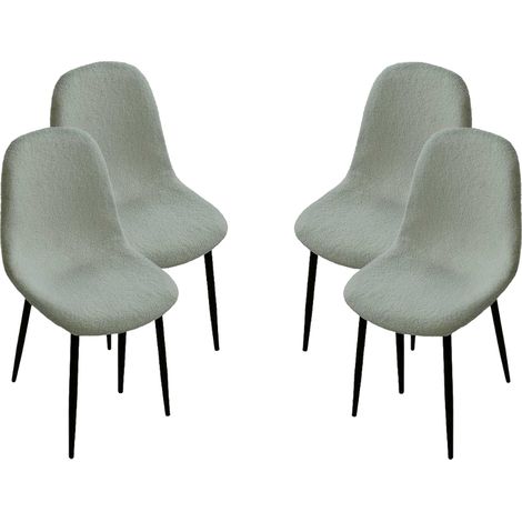 SEDIA IMBOTTITA TEDDY IN TESSUTO VERDE CHIARO CON GAMBE NERE 44X48X88 CM