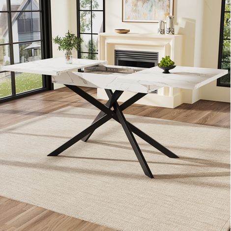 tavolo pranzo allungabile 120x80 marmo bianco OKMYHOME (1/5)