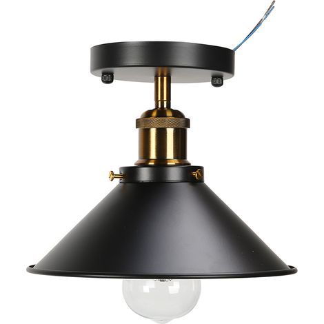 Plafonnier minimaliste style rétro industriel E27 en fer noir, cage métallique, idéal pour une ambiance champêtre américaine (lot de 2). (1/5)