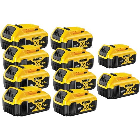 Lot de 10 batteries 18V 5Ah Li-ion – Compatibles outils Dewalt XR – Autonomie prolongée – Idéal pour chantiers humides