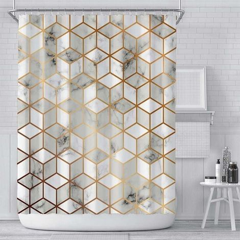 Rideau de Douche Anti Moisissure en Tissu Polyester, Original Rideau de Bain Impermeable Lavable en Machine, avec 12 Crochets pour Salle de Bains,180x180cm (1/5)