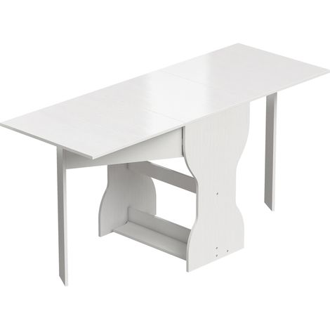 Tavolo da Pranzo Pieghevole 160x60x75 cm per 4 Persone con Ripiano in Legno Bianco (1/5)