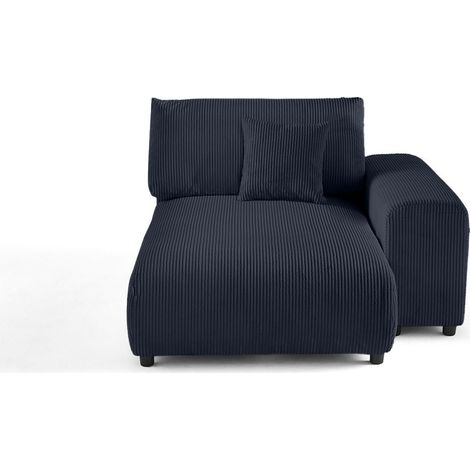 Lisa Design – Module d'assise méridienne droit – Velours côtelé bleu nuit – Assise large et profonde – Conception européenne – Coussins déhoussables