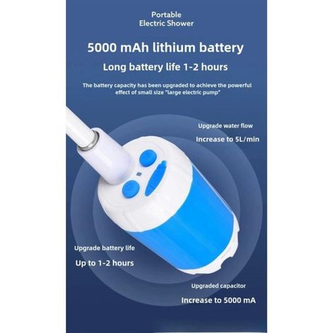 Douche de camping portable rechargeable 5000 mAh avec réglage du débit d'eau pour extérieur, randonnée et voyage (1/5)