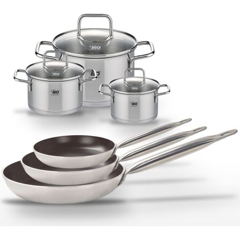 Lot de 3 Poêles 24/28/32 cm Elo Bistro Line et 3 Faitouts 12/14/20 cm (1/5)