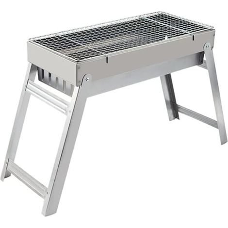 Barbecue portable pliable au charbon de bois 44x25x36cm – Pour 3-4 personnes – Conception pliante pour camping et pique-nique
