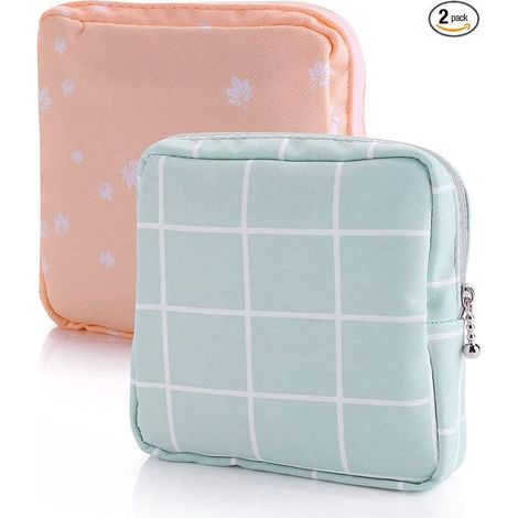 Aufbewahrungsbeutel für Damenbinden, 2er-Pack, Tragbarer Unterwäschebeutel mit Reißverschluss, Menstruationstassen-Etui, Ideal für den Periodenschutz (13x13x3 cm) (1/5)