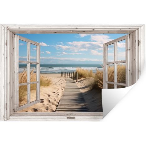 Wall Sticker Window - Sea - Coast - Nature - vista - Beach - Wadden Sea 60x40 cm