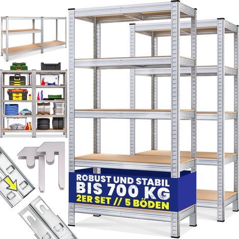 2x MONZANA® Schwerlastregal 170x75x30cm 350kg 5 MDF-Platten Regal Lagerregal Kellerregal Steckregal Werkstattregal (1/5)