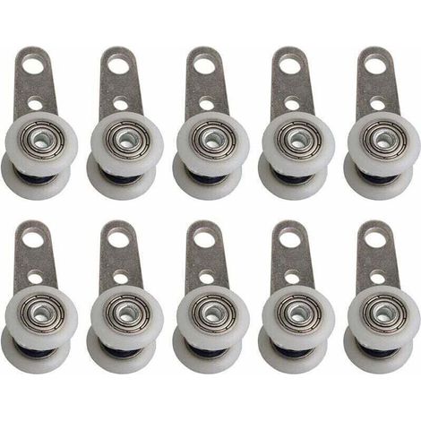 Lot De 10 Roulettes Pour Baies Vitres Ou Portes Coulissantes - En Mtal Et En Plastique - 4,5 X 1,9 Cm,