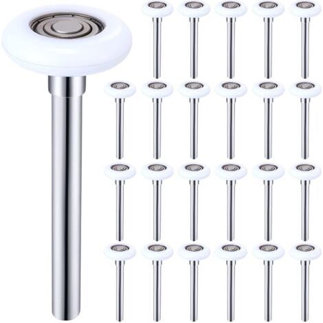 Set di 24 rulli per porta da garage in nylon bianco, 5 cm (2 pollici), resistenti, asse da 12 cm (4,7 pollici), silenziosi, durevoli, 6200ZZ, doppia guarnizione, rulli per porta