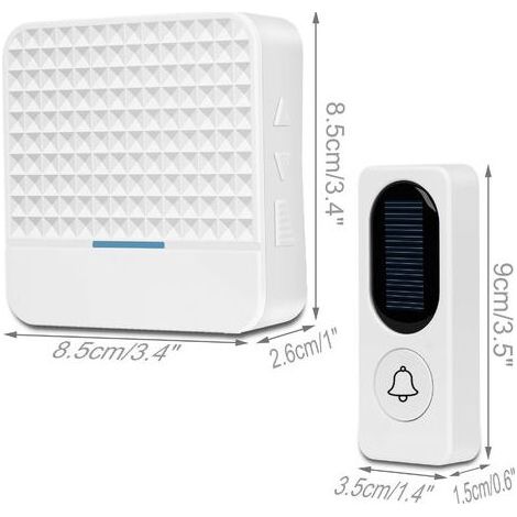 LaBlanc – Kabellose Türklingel, Kabellose Solar-Türklingel, Weiß, 8,5 x 8,5 x 2,6 cm, 9 x 3,5 x 1,5 cm (1/3)