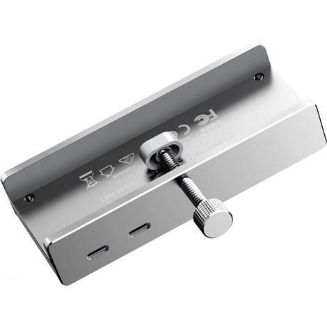 Hub Orico MH5PMM à fixation par pince : USB-C / 2 ports USB-A 3.0, + lecteur de cartes SD/TF + prise audio 3,5 mm - Argent (1/2)