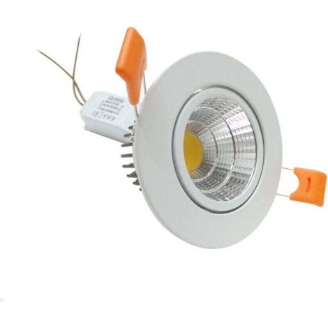 Spot LED COB encastrable YMYNY 5 W avec ailettes souples, cadre blanc, lumière blanc chaud, blanc froid - Blanc chaud (1/2)