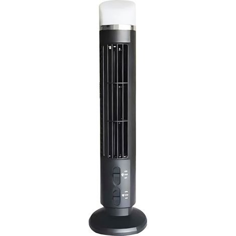 Ventilateur tour vertical de 38 cm (15 pouces) à rotation à 360° avec 2 vitesses, noir et blanc. (1/5)