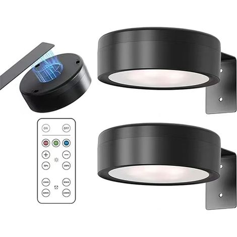 2er-Set LED-Wandleuchten – wiederaufladbar und magnetisch – 3 Farben mit Fernbedienung – für Bilder und Rahmen – Schwarz (1/5)