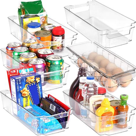 Lot de 2 boîtes de rangement pour aliments – sac de rangement pour congélateur, plan de travail et placard – armoire de rangement en plastique transparent sans BPA (1/5)